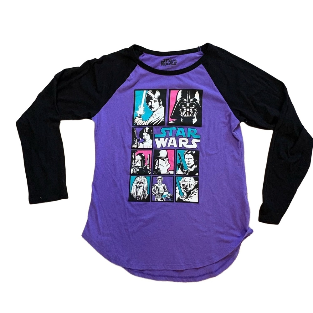 Star Wars Shirt  Women Long Sleeve  M Purple Black  Graphic Print Vintage